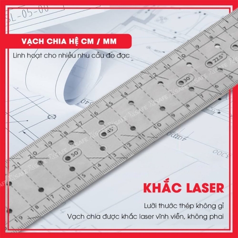 Thước ke góc vuông kim loại nguyên khối Kapro 353, chiều dài 30cm