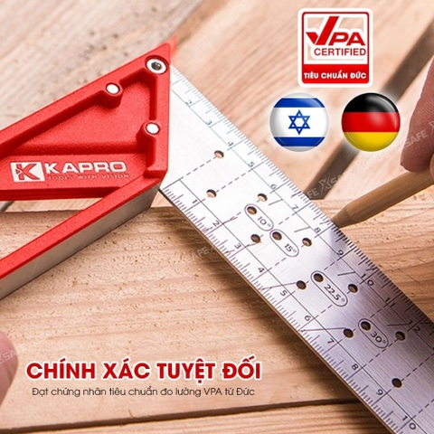 Thước ke góc vuông kim loại nguyên khối Kapro 353, chiều dài 30cm