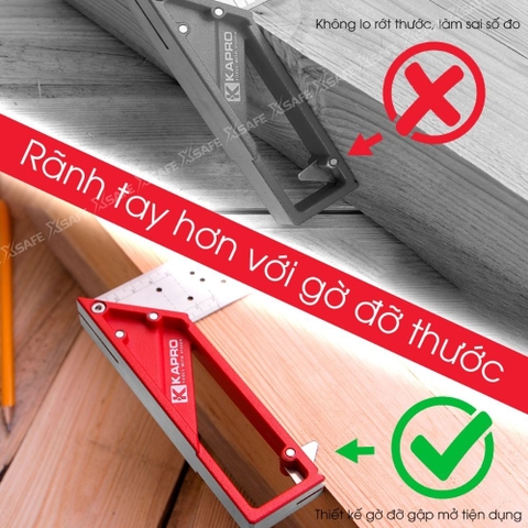 Thước ke góc vuông kim loại nguyên khối Kapro 353, chiều dài 30cm