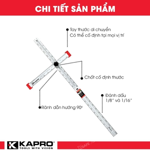 Thước xoay chữ T Kapro 317, bằng kim loại, chiều dài 90cm