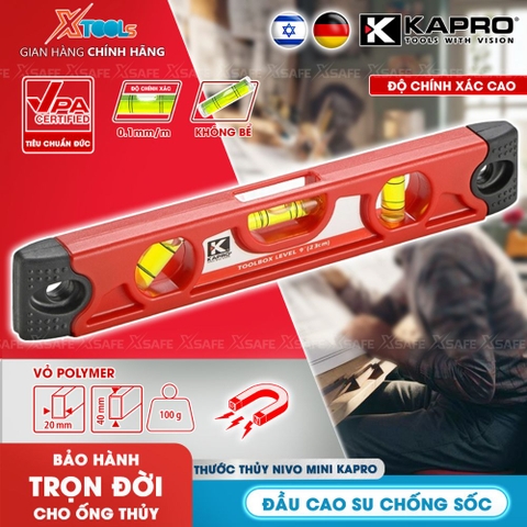 Thước thủy Kapro 227, bằng kim loại, chiều dài 23cm, có nam châm