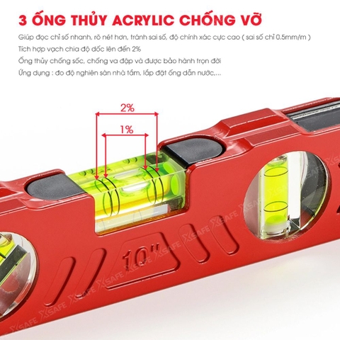 Thước thủy Kapro 923, bằng kim loại, chiều dài 25cm, có nam châm