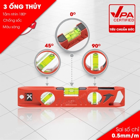 Thước thủy Kapro 923, bằng kim loại, chiều dài 25cm, có nam châm