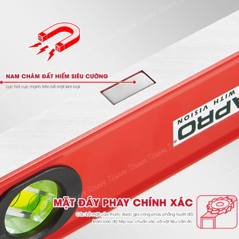 Thước thủy Kapro 770, bằng kim loại, chiều dài 100cm, có nam châm