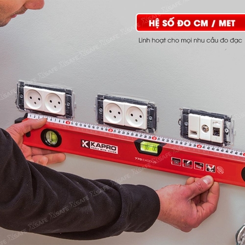 Thước thủy Kapro 770, bằng kim loại, chiều dài 80cm, có nam châm