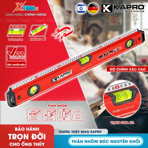 Thước thủy Kapro 770, bằng kim loại, chiều dài 60cm, có nam châm
