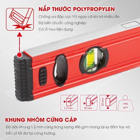 Thước Thủy Kapro 779X 60Cm Thân Kim Loại, 3 Ống Thủy