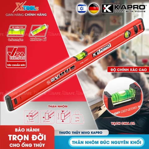 Thước thủy Kapro 779XL , bằng kim loại, chiều dài 40cm, có 2 ống thủy