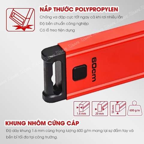 Thước thủy Kapro 789XL-42PM phóng đại, bằng kim loại, chiều dài 80cm