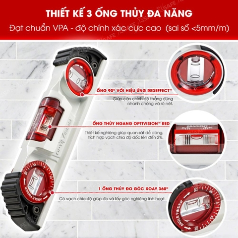 Thước Thủy Kapro 935 Nhôm Đúc Từ Tính Dài 25 Cm (10″)