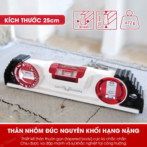 Thước Thủy Kapro 935 Nhôm Đúc Từ Tính Dài 25 Cm (10″)