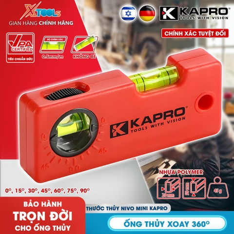 Thước Thủy Mini Kapro 245  Có Ống Đo Góc, Dài 10 Cm (4″)