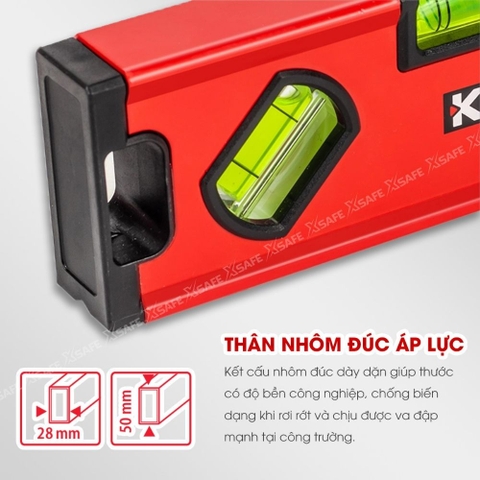 Thước Thủy Mini Kapro 771X-42M Kim Loại, 3 Ống Thủy, Dài 20Cm