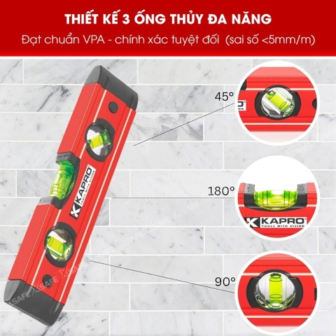 Thước thủy Kapro 779T, bằng kim loại, chiều dài 23cm