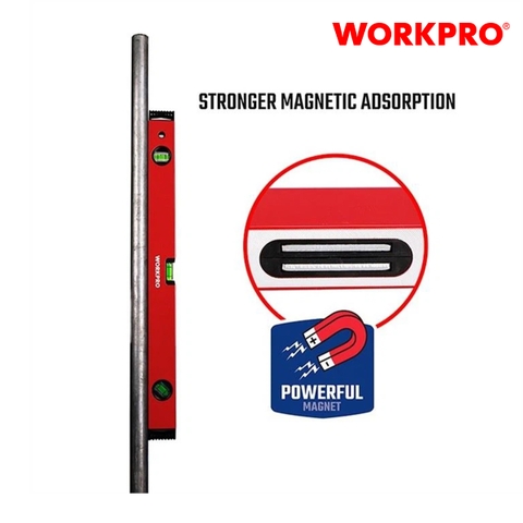Thước thủy có từ tính, bằng nhôm, dạng hộp, kích thước 600mm Workpro - WP262011