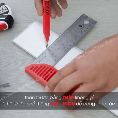 Thước ke góc vuông Kapro 309 cao cấp, bằng kim loại, chiều dài 20cm - 40cm