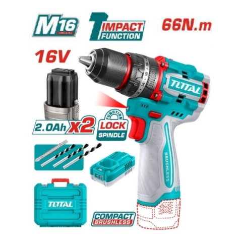 Máy khoan búa không chổi than dùng pin 16V Total TIDLI166062