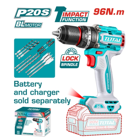 Máy Khoan Búa Không Chổi Than Dùng Pin 20V (không Kèm Pin & Sạc) Total TIDLI209681