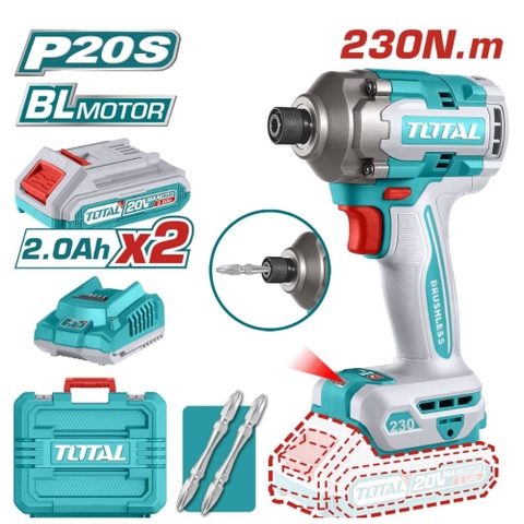 Máy Vặn Vít Không Chổi Than Dùng Pin Lithium 20V (2 Pin 2.0Ah 1 Sạc) Total TIRLI2023
