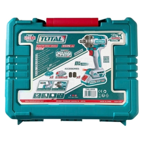 Máy Vặn Buloong Không Chổi Than Dùng Pin Lithium 20V 350Nm (2 Pin 2.0Ah 1 Sạc) Total TIWLI2035