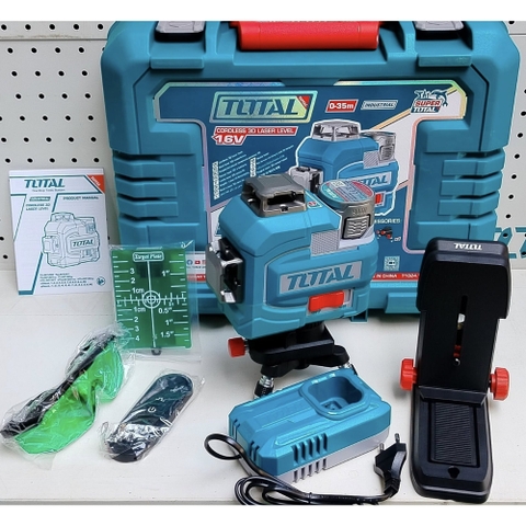 Máy Cân Mực Bằng Tia Laser Xanh 3D Dùng Pin 16V (1 Pin 2.0Ah 1 Sạc) Total TLL301201