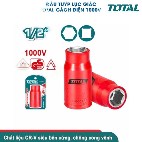 Đầu tuýp lục giác cách điện 1000V 1/2 inch TOTAL THIHAST12101