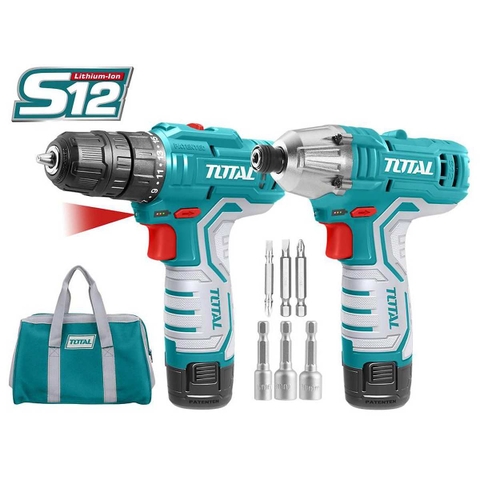 Bộ combo máy vặn vít và máy khoan dùng pin 12V Total TKLI1201