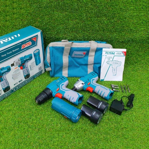 Bộ Combo Máy Siết Vít Pin, Khoan Pin Và Đèn Pin 12V Total TKLI1203 uy tính