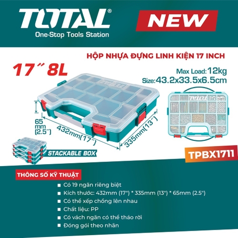 Hộp nhựa đựng linh kiện 17 Inch TOTAL TPBX1711