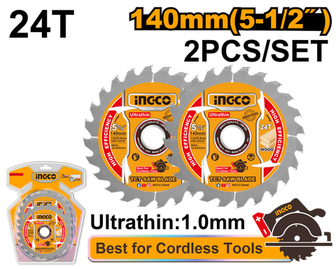 Bộ 2 Lưỡi Cưa TCT Siêu Mỏng 140mmx24T (5-1/2