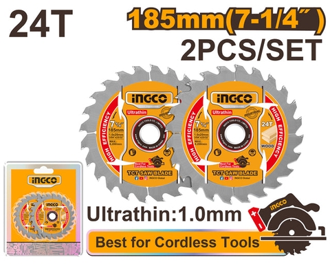 Lưỡi Cưa TCT Siêu Mỏng 185mm 24T INGCO TSB1853