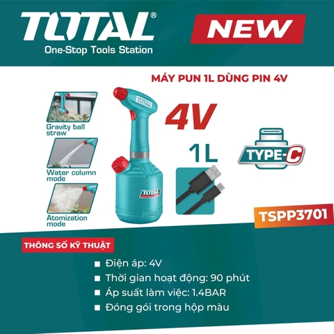 Máy phun 1L dùng pin 4V Total TSPP3701