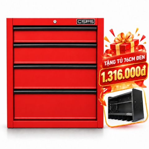 [MUA 1 TẶNG 1] Tủ đồ nghề CSPS 61cm - 04 hộc kéo màu đỏ