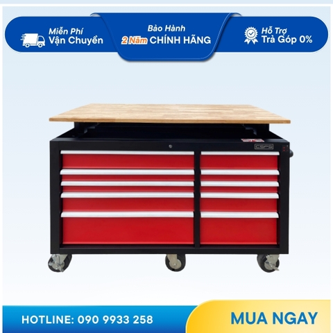 Tủ dụng cụ CSPS 142cm - 10 hộc kéo màu đỏ/đen