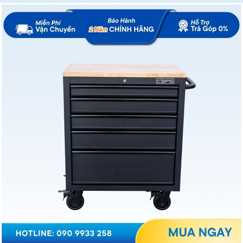 Tủ dụng cụ CSPS 76cm - 05 hộc kéo không nâng hạ màu đen/ xanh