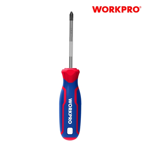 Tua vít đầu hoa thị, tay cầm bọc nhựa cao su 3 màu, chống trơn trượt kích thước PH1x150mm, thép hợp kim CR-V Workpro - WP221028