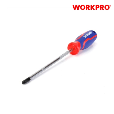 Tua vít đầu hoa thị, tay cầm bọc nhựa cao su 3 màu, chống trơn trượt kích thước PH3x150mm, thép hợp kim CR-V Workpro - WP221032