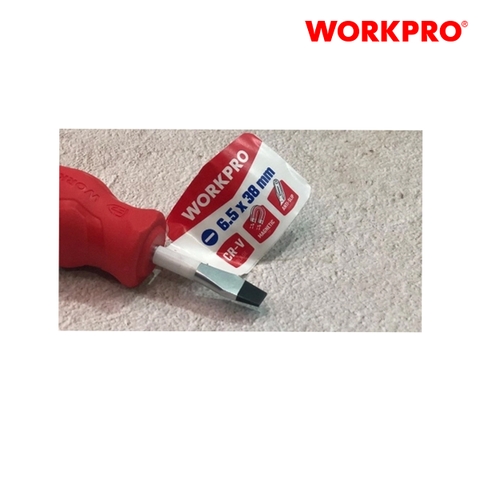 Tua vít đầu dẹt, kích thước 6.5x38mm, thép hợp kim CR-V Workpro - WP221006