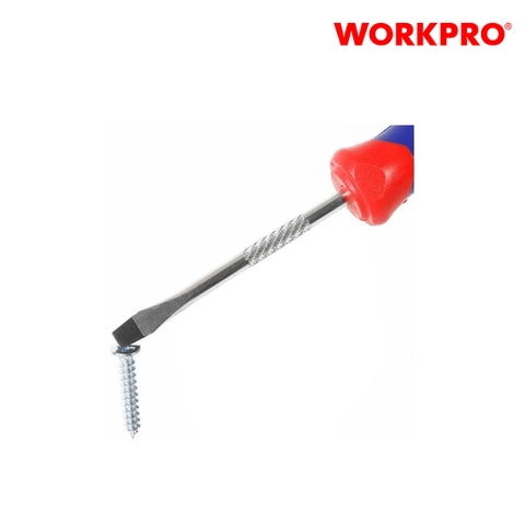 Tua vít đầu dẹt vít, tay cầm bọc nhựa cao su 3 màu, chống trơn trượt kích thước 6.5x100mm, thép hợp kim CR-V Workpro - WP221019