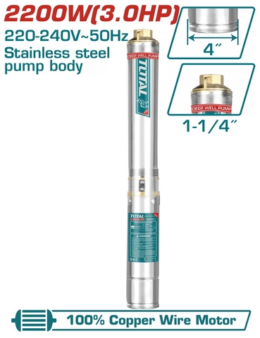 Máy Bơm Giếng Sâu 180m 2200W Total TWP522001