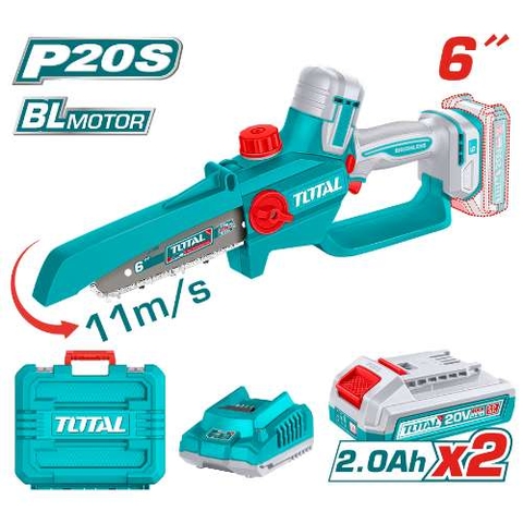 Máy cưa xích mini không chổi than dùng pin 20V Total TGSLI20662
