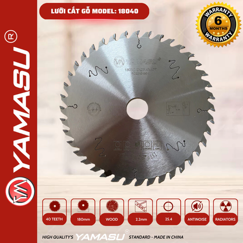 Lưỡi Cắt Gỗ 180mm 40 Răng Yamasu YA-18040