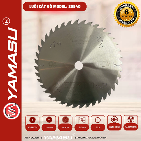 Lưỡi Cắt Gỗ 255mm 40 Răng Yamasu YA-25540