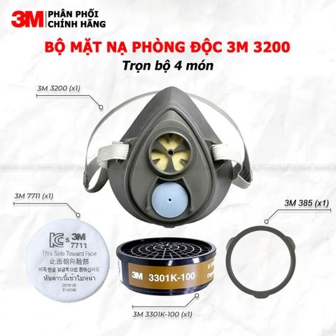 Bộ Mặt Phòng Độc 3M 3200 + 3301K + 7711 + 385