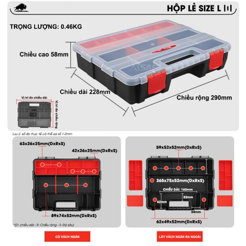 [Sale 9/9] Bộ Hộp Đựng Linh Kiện 4 Trong 1 Bison BS322881