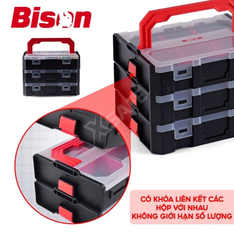 [Sale Lễ 2/9] Hộp Nhựa Đựng Linh Kiện 6 Ngăn Bison BS511002 Có Thể Ghép Nối
