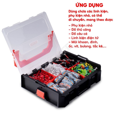 [Sale Lễ 2/9] Hộp Nhựa Đựng Linh Kiện 6 Ngăn Bison BS511002 Có Thể Ghép Nối