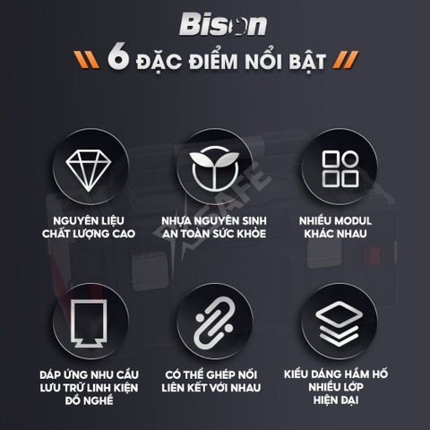 [Sale Lễ 2/9] Hộp Nhựa Đựng Linh Kiện 6 Ngăn Bison BS511002 Có Thể Ghép Nối