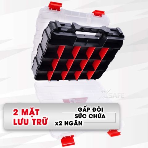 Hộp đựng nhựa linh kiện 2 mặt Bison BS322887 nhiều ngăn chứa, 34 ngăn, vách ngăn có thể tháo rời