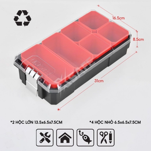 [Sale Lễ 2/9] Hộp Đựng Linh Kiện 6 Ngăn Bison BS011032